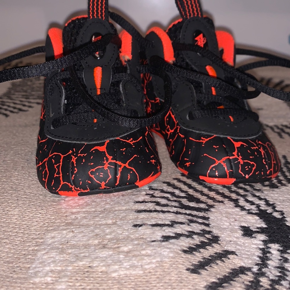 Baby black and orange foamposite lava worn twice
